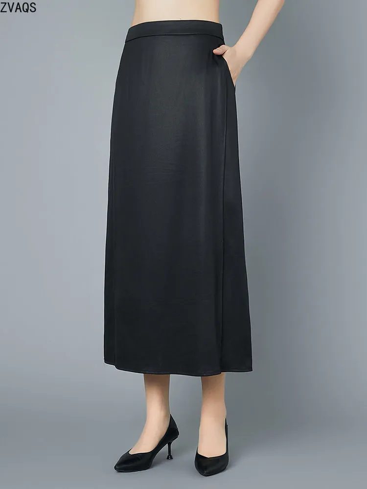 ZVAQS100% Mulberry Silk Women's Skirts High Waist Slim Midi Bodycon SkirtXiangyunsha Summer Dress for Middle-aged WomenЮбка