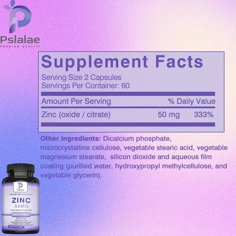 Zinc Supplements - Promotes Energy Production, Supports Immune System and Overall Health