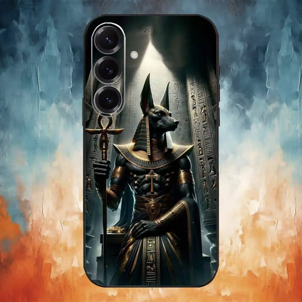เคสโทรศัพท์เทพอันูบิสแห่งอียิปต์โบราณ สำหรับ Samsung Galaxy A73,A72,A71,A70,A53,A52,A51 และอื่นๆ  แบบนิ่ม สีดำ