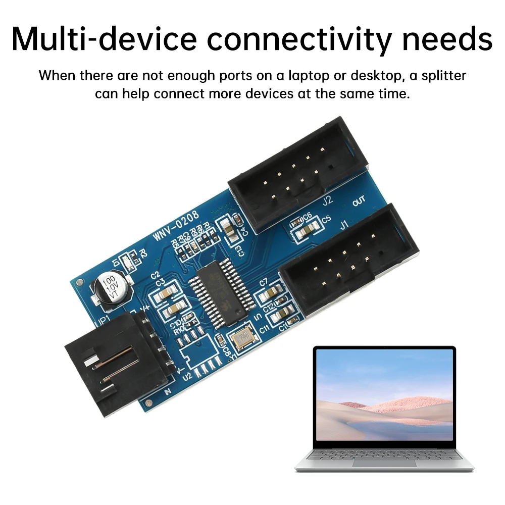 USB 2.0 Header Splitter Adapterkarte 1 zu 4/1 zu 2 Port Multiplikator für PC-Motherboard Laptop-Docking mit Klebestreifen – Detail 6