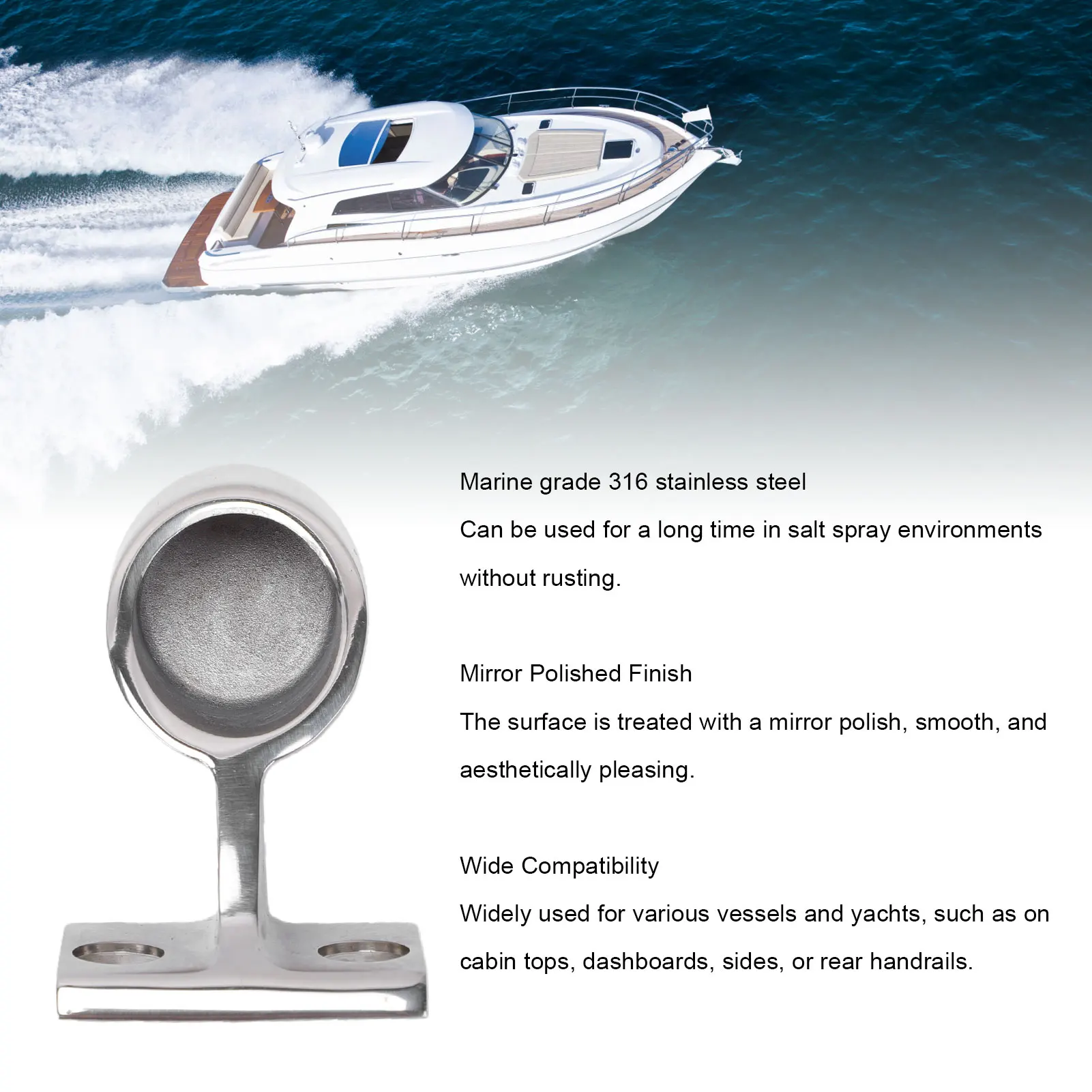 Boat Hand Rail Fitting Boat Front Hand Rail Fitting 316 Stainless Steel Marine 60 Degree Front Stanchion for 22mm Pipe
