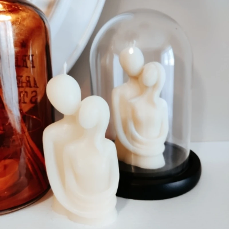 Large 3D Romantic Couple Portrait Lovers Silicone Candle Mold Carving Art Aromatherapy Plaster Home Decor Mould Wedding Gifts