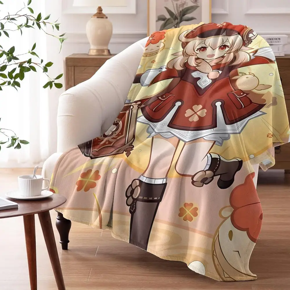 Game Genshin Impact Klee Throw Flannel AC Blanket Lightweight Summer Nap Throw Cozy Blanket for Sofa Bed Travel Home