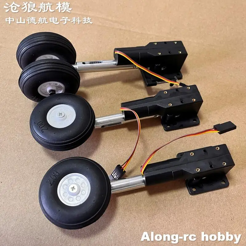 Modelli di aerei RC Parti Altezza 111mm Carrello di atterraggio retrattile con ruote in PU per aereo da hobby da 2-3,5 kg Aerei da caccia a remi fai da te