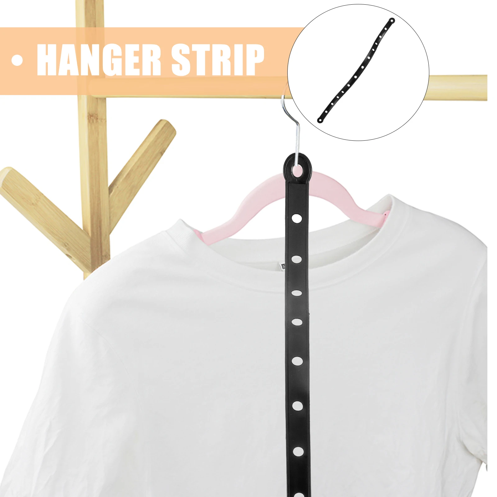 

20pcs Hanger Strip Clothes Connector Black Strips Closet Organizer Wardrobe Supplies Reusable Coat Hanger