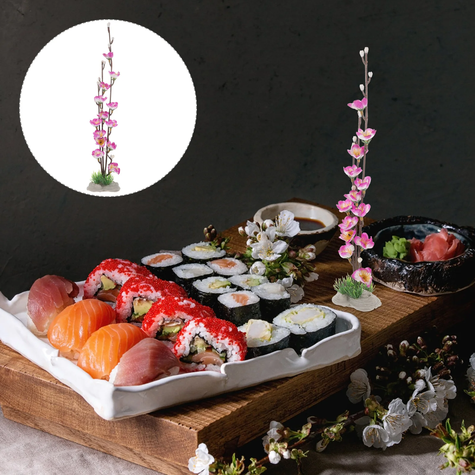 

Fake Flower Decorative Blossom Realistic Sushi Plate Decoration Ice Food Tray Dish Ornament Fake Blossom Sushi Plate Decorations