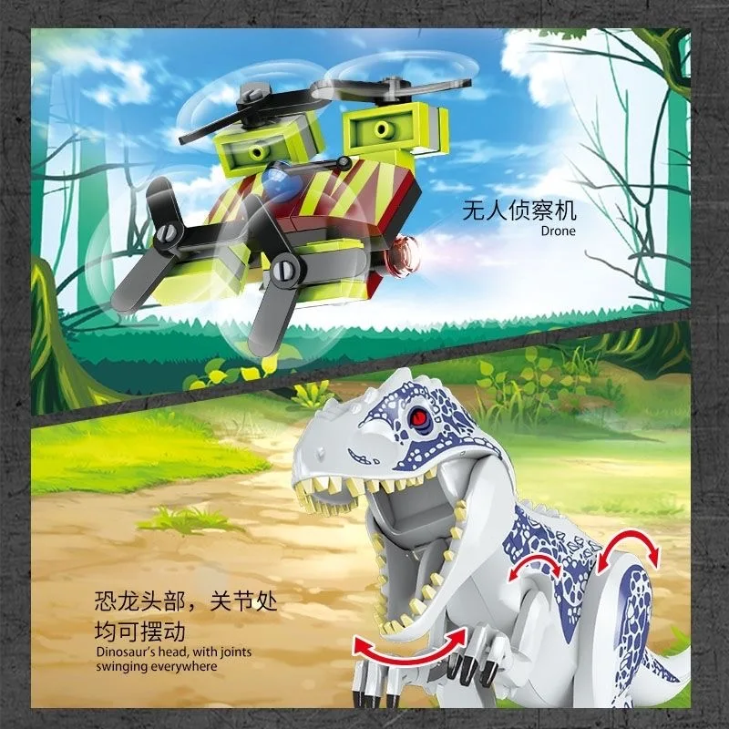 Jurassic Dinosaur T-Rex Truck Model Building Blocks Indominus Rex Dino World Set With Figures Bricks DIY Toys For Kid Adult Gift - view 4