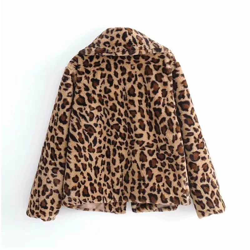 Women\'s Short Leopard Print Faux Fur Coat - Loose Fit, Thickened, New Arrival 2024, Sexy Women\'s Long