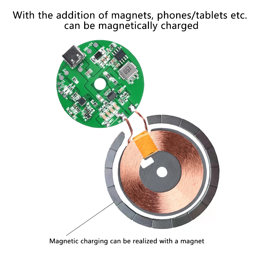 5V/9V/12V 9V-30V 20W High Power Wireless Schnellladegerät Sendermodul Typ-C Schnellladeplatine für Mobiltelefone