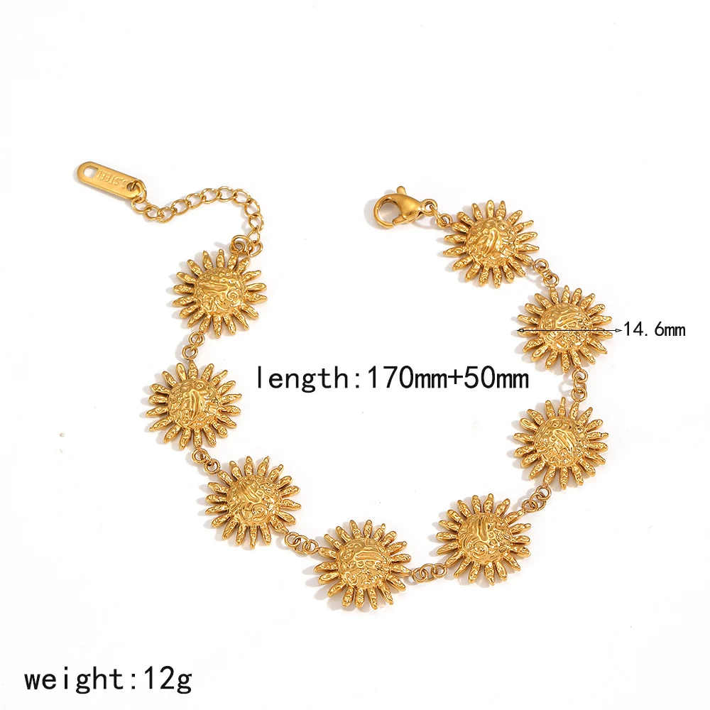 Modeschmuck, temperamentvolles Sonnenform-Ohrringe-Armband-Set für Frauen und Mädchen, Geschenk, edles Design, Armband-Accessoires – Detail 5