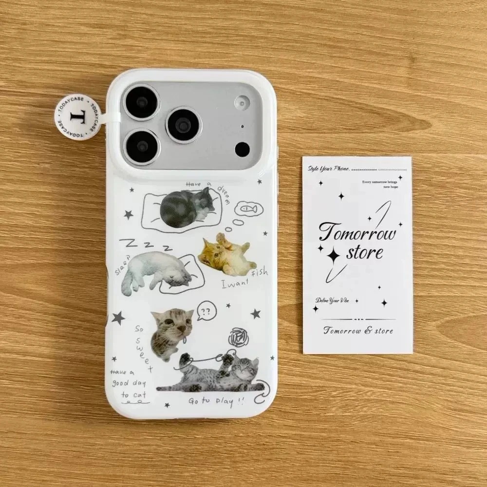 Phone Cases Kawaii - Cute Lazy Sleeping Cat Kawaii Cartoon