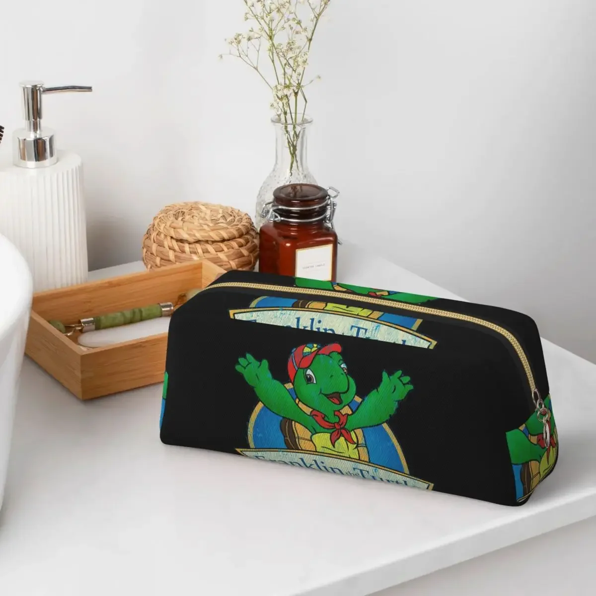 Vintage Franklin The Turtle Pencil Case for Students Gifts Pen Box Pencil Bag Pen Holder