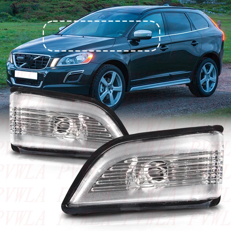 

For Volvo XC60 2008 2009 2010 2011 2012 2013 1 Pair Rear Mirror Turn Signal Light Lamp Without Bulbs 31217288 31217289