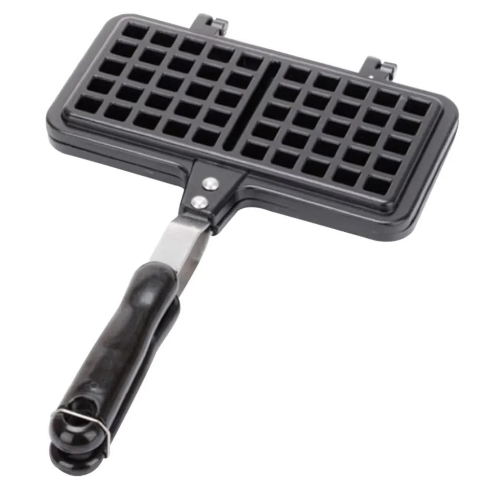 

Cake Maker Cast Aluminum Waffle Baking Pan Long Handle Double-Sided Waffle Mold Pan Rectangle Non-stick Toast Frying Pan Baking