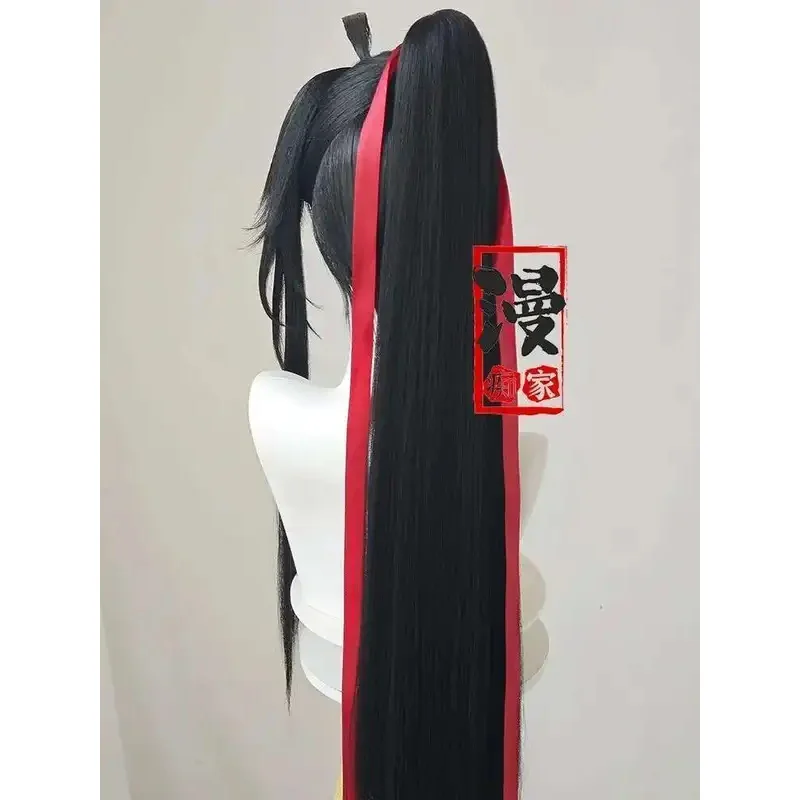 Parrucca in stile Wei Wuxian Maestro della coltivazione demoniaca MDZS Lan Wangji Acconciatura lunga coda di cavallo nera Parrucche personalizzate Puntelli