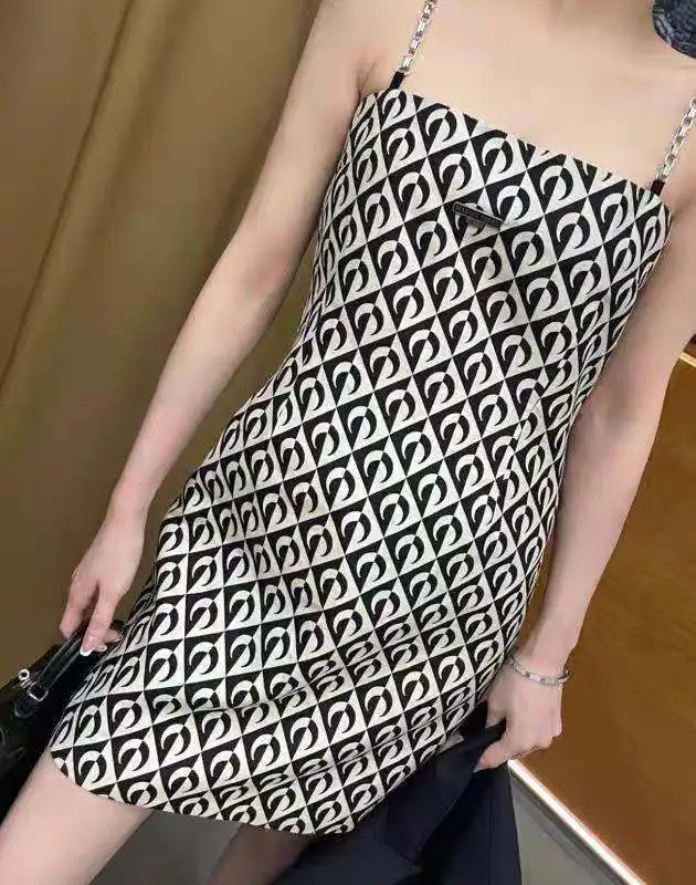 Sexy cinturino a catena con luna sottile Bal Dr Wang Liwen Street Sle stampa floreale A-Line Dr per giovani donne 8-24