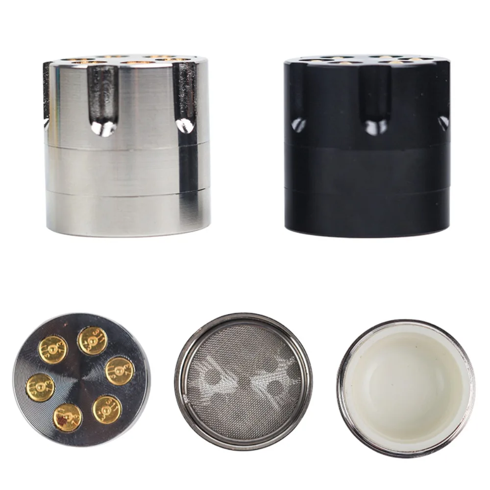 

30/40mm Magazine Shaped Herb Grinder Metal Spice Crusher Kitchen Tool 3 Layer Design Yellow Black Creative Accessory