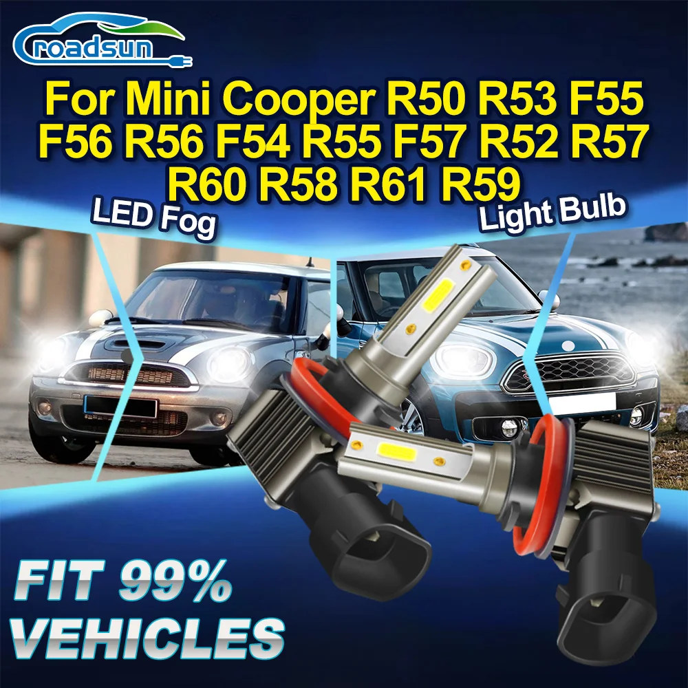 ROADSUN Canbus Car LED Fog Light Bulbs Fog Lamp Ampoules For Mini Cooper R50 R53 F55 F56 R56 F54 R55 F57 R52 R57 R60 R58 R61 R59