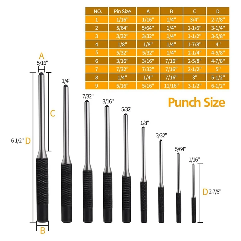 Roll Pin Punch Set With Storage Pouch, Smithing Punch Removing Repair Tools, With Bench Block Pin Punches And Hammer Durable