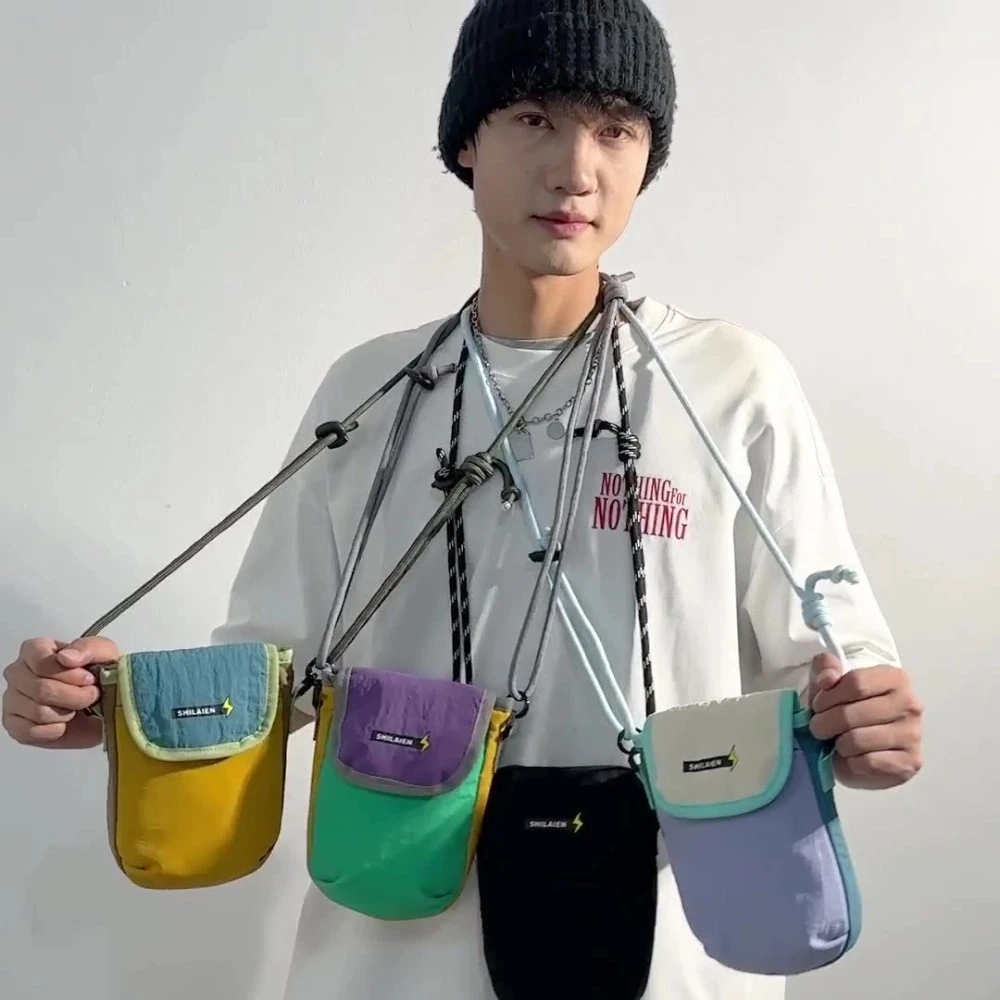 

Men Wallet Nylon Crossbody Bag Waterproof Korean Style Coin Purse Pendant Lightweight Card Holder Sports Phone Bag Daily