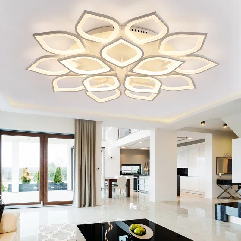 Acrylic Modern LED Ceiling Leaf Lights for Living Room Bedroom Home Dec Lampara De Techo Moderna Fixture Moonlite Diammable