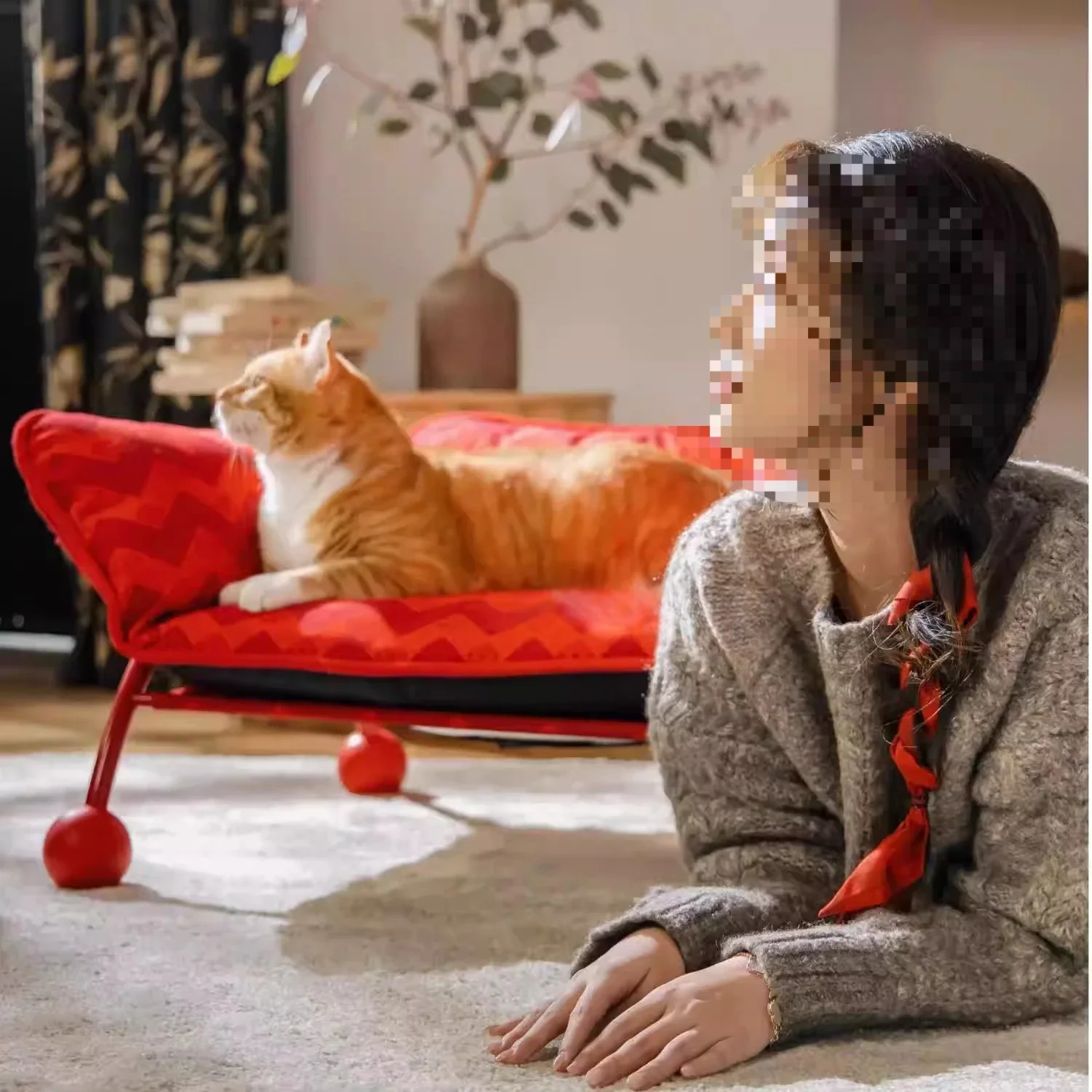 New Chinese style Memphis pet bed multi-functional camp bed cat sofa removable kennel