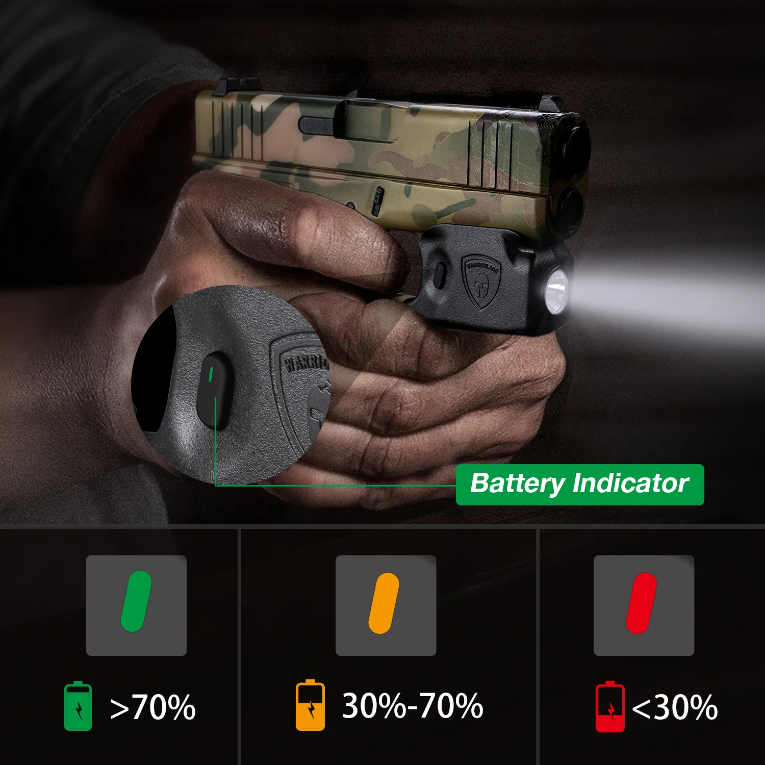 Warriorland Mini linterna táctica para pistola Glock y compatibles - imagen 5