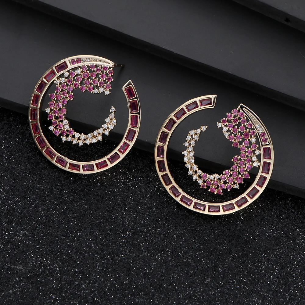 HIBRIDE New light luxury temperament sliver color C multi-color earrings women's daily dress decoration bride wedding gift E363