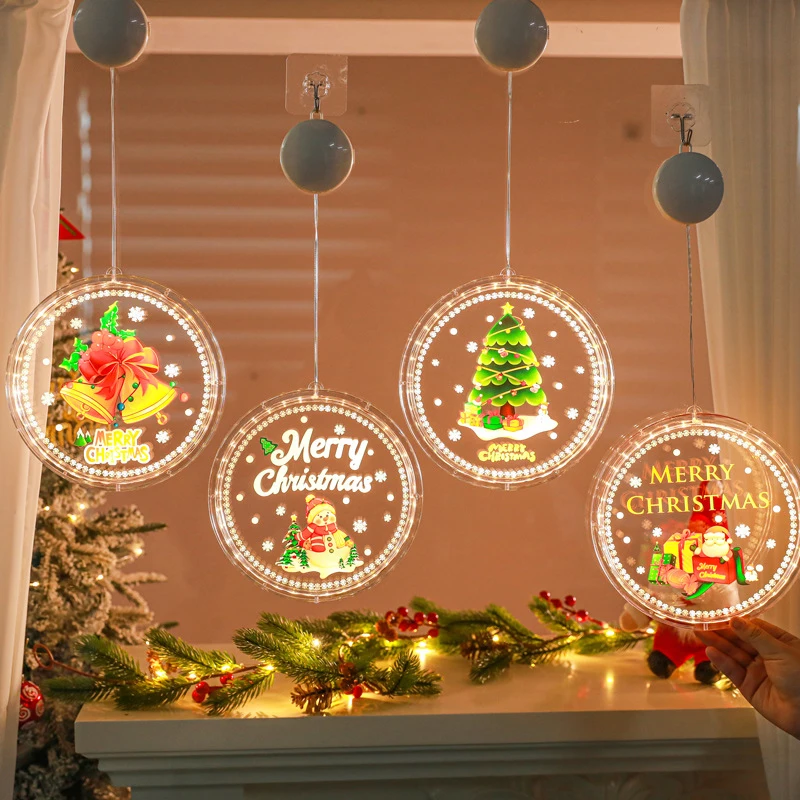 Kerst LED-licht, 3D gekleurde tekening sfeerverlichting, voor nieuwjaar, vakantie, deurhangend raam, muur, woondecoratie