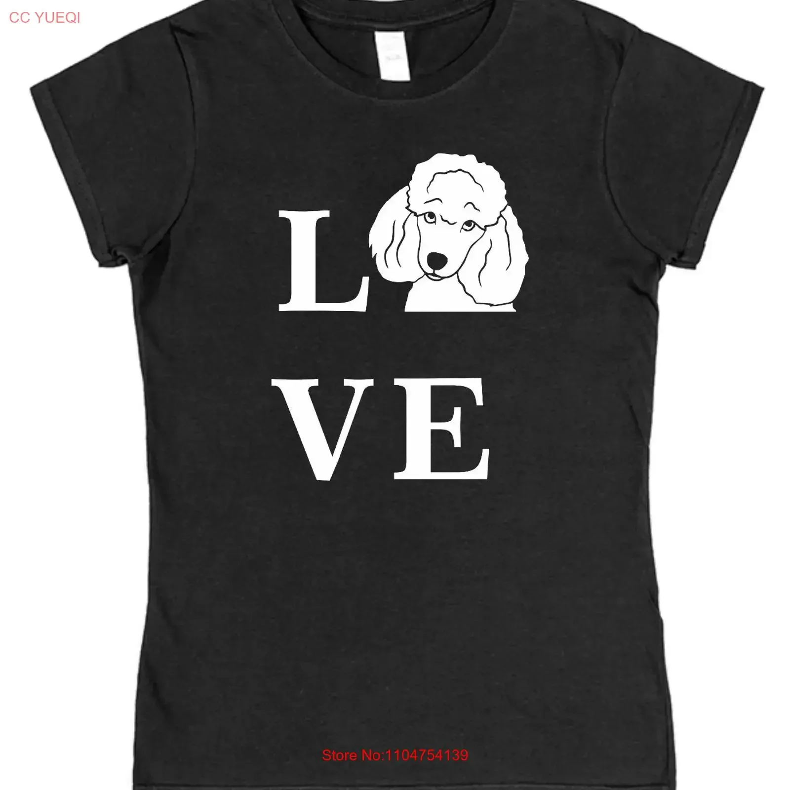 Love Poodle Type Dog Ladies Fitted T Shirt Cotton toy standard teaup miniature vintage Washed Stylish Breathable Slightly