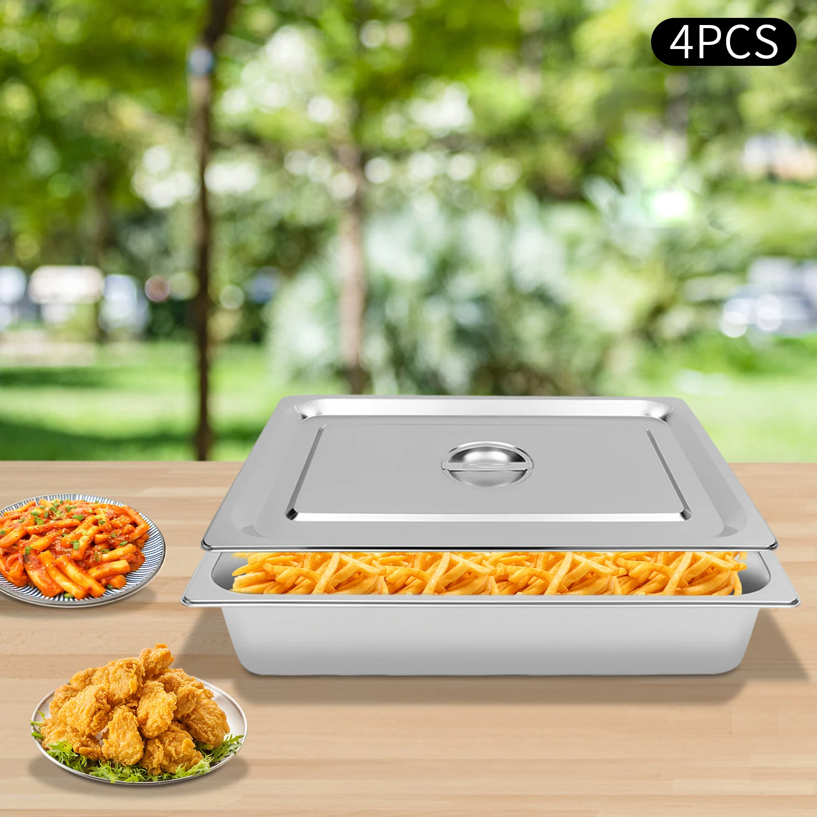 

Bymaocar 4pcs 2.38gal Rectangular Packing Plates W/ 10cm Height, Stainless Steel Large Food Containers for Restaurants & Hotels
