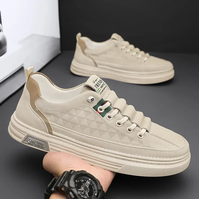 2025- new casual leather shoes small white flat shoes