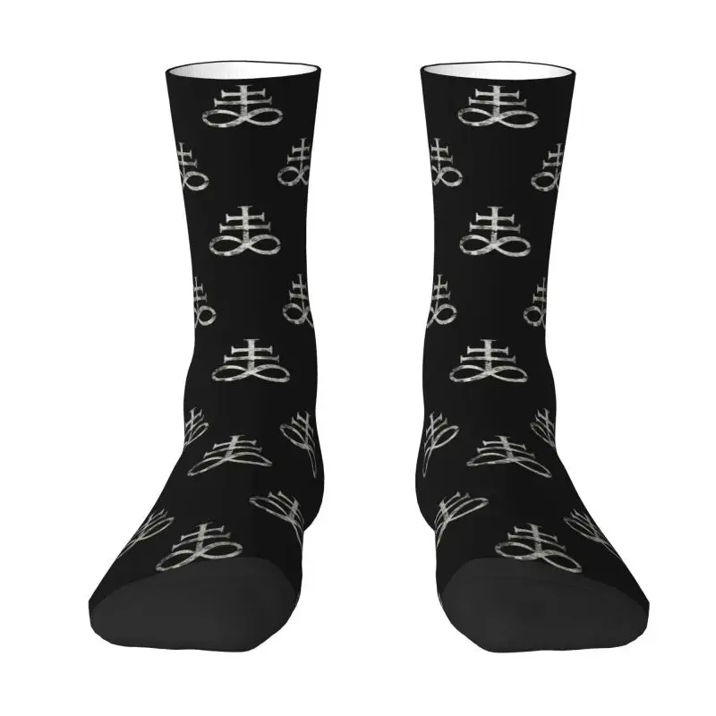 Worn Leviathan Satanic Cross Men Women Crew Socks Unisex Funny Sigil Of Baphomet Spring Summer Autumn Winter Dress Socks