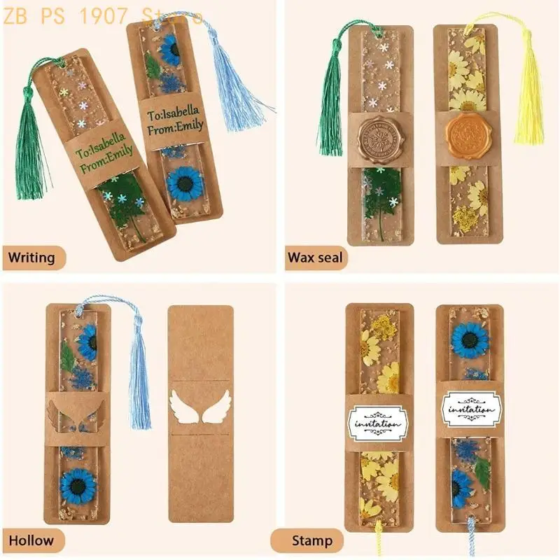 30pcs Resin Holder DIY Blank Display Cards Kraft Paper Sleeves 55KA