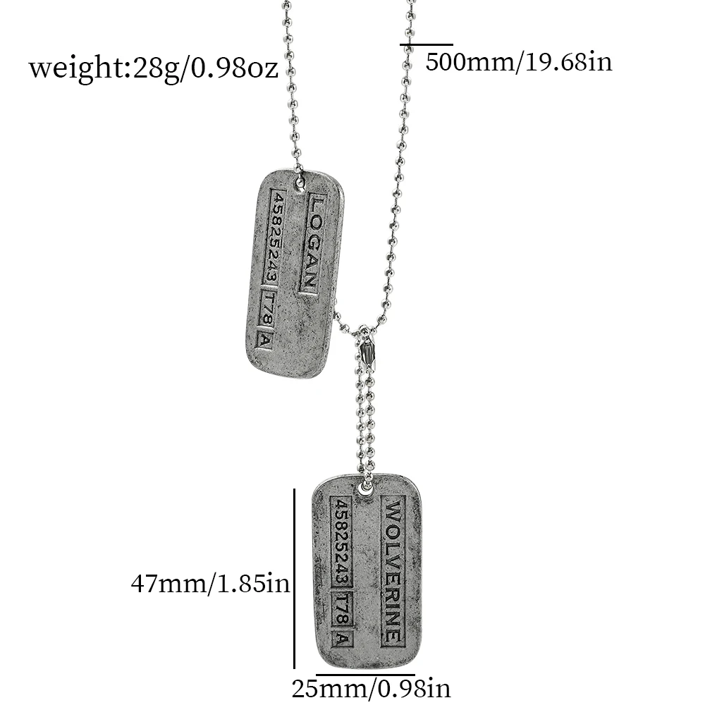 X-Men Wolverine Military Card Necklace - Fashion Cool Superhero Cosplay Pendant Accessory for Movie Fans view 2