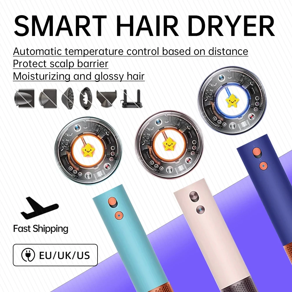 Professional Leafless Hair Dryer Automatic Temperature Control Fast Drying Powerful Blow Dryer Constant Anion Hair Dryer