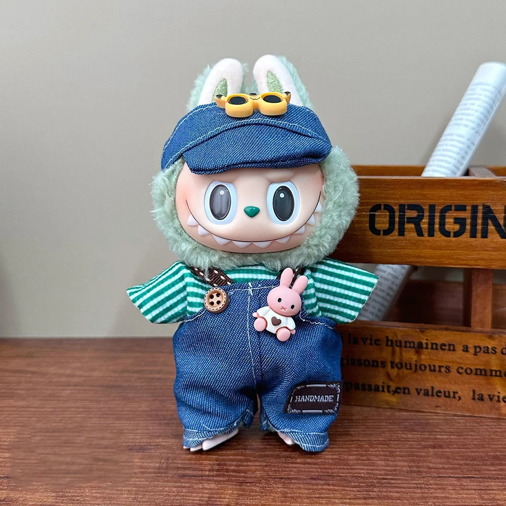 Labubu Doll's Clothes Cute Dress Up Toy Mini Plush Accessories British Style Clothes Skirt Set Strap Pants Style Kid Gifts