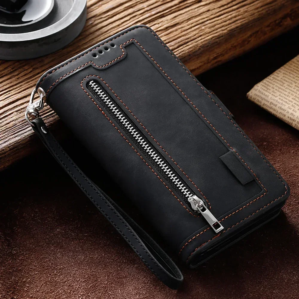 For Xiaomi Redmi Note 13 Pro Plus 12 Turbo 5G Case Leather Wallet Zipper Cover For Redmi Note 12S 12T 11 S 10S 10 11E Pro Etui