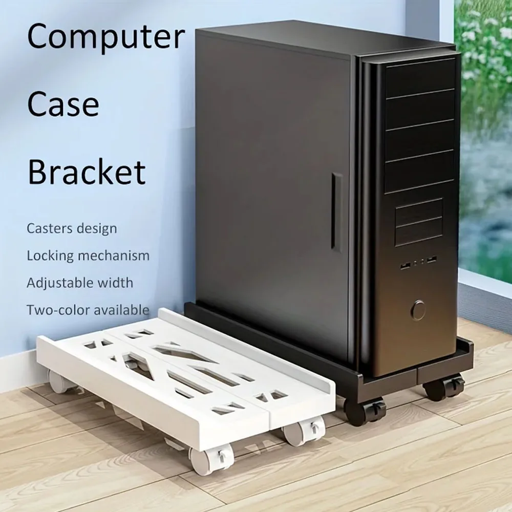 Under Desk Holder CPU Holder Tower Trolley Mobile CPU Stand With 4 Caster Wheels Tower Stand Adjustable Portable Simple