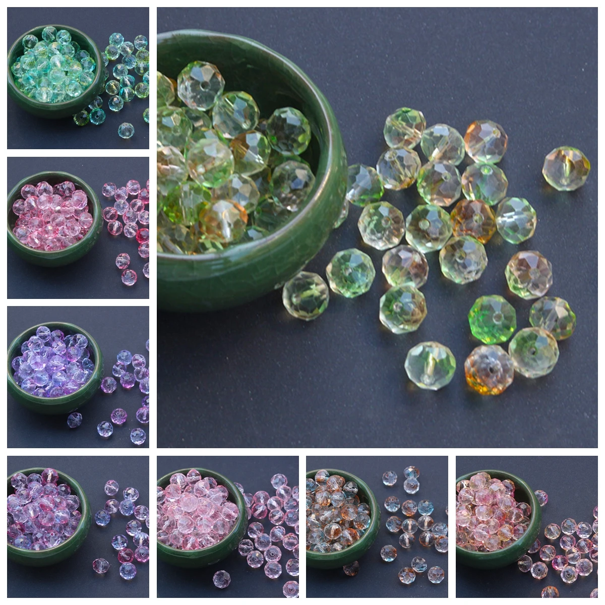 

50pcs Colorful 8mm 10mm Rondelle Shape Faceted Crystal Glass Loose Spacer Beads Wholesale Lot For Jewelry Making DIY Findings