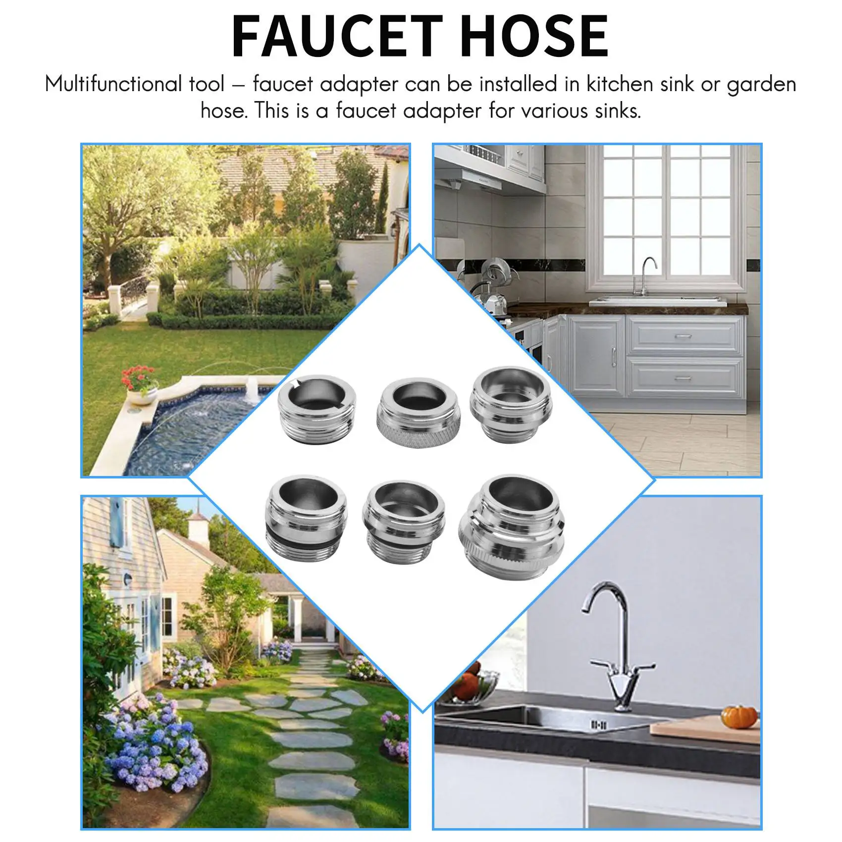 Y50A-Faucet Adapter Kit-Male Faucet Diverter Adapter For Sink - Garden Hose Connector- Water Filter- Kitchen Faucet Adapter