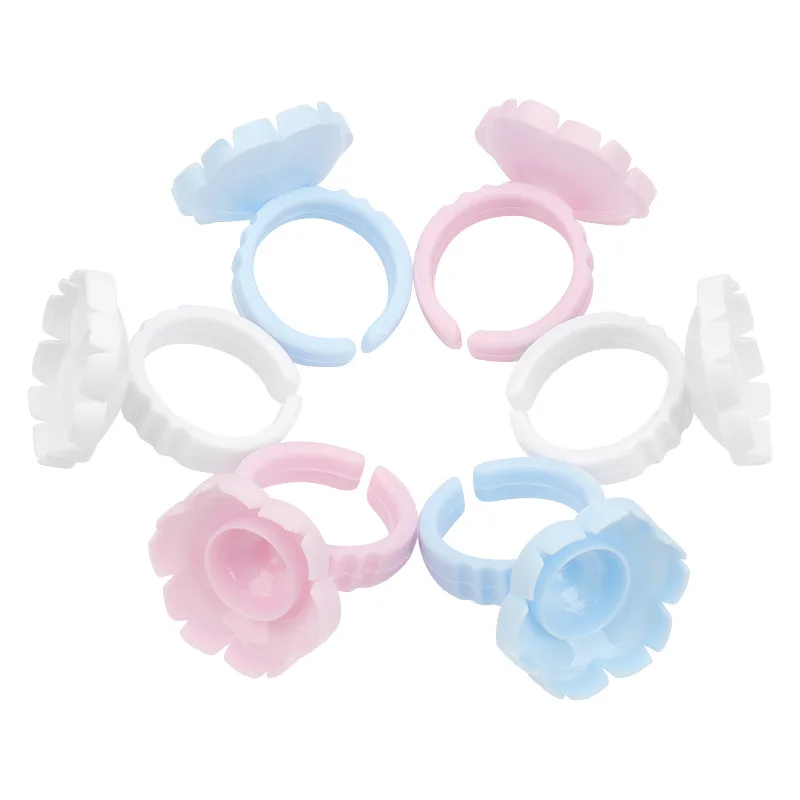 100pcs Disposable Glue Ring Cup For Lashes Fan Tattoo Pigment Holder Eyelash Extension Container Glue Holder Makeup Supplies