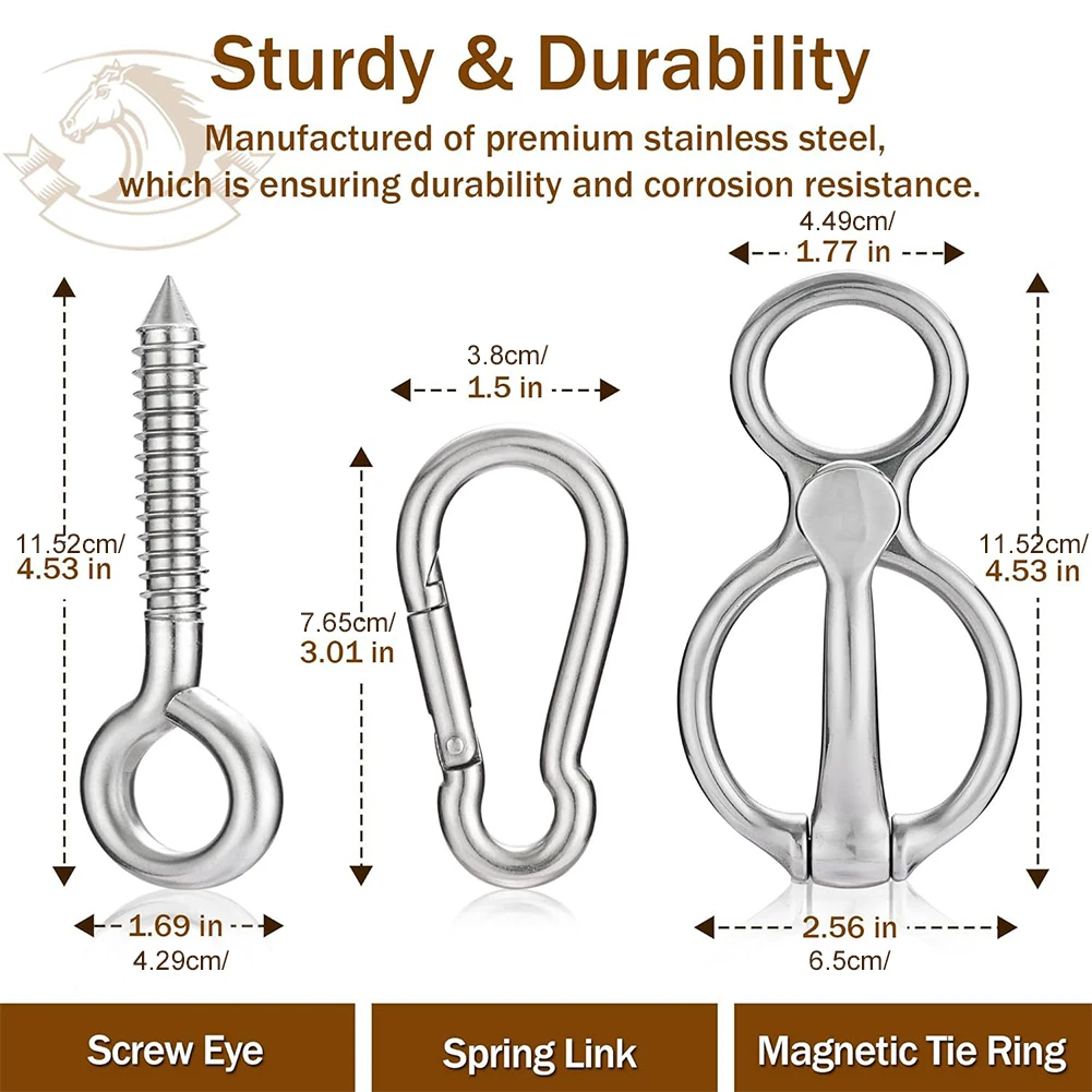 مجموعة واحدة من حلقات ربط الحصان شديدة التحمل ومستلزمات معدات تدريب الحصان تمنع الخيول من التراجع