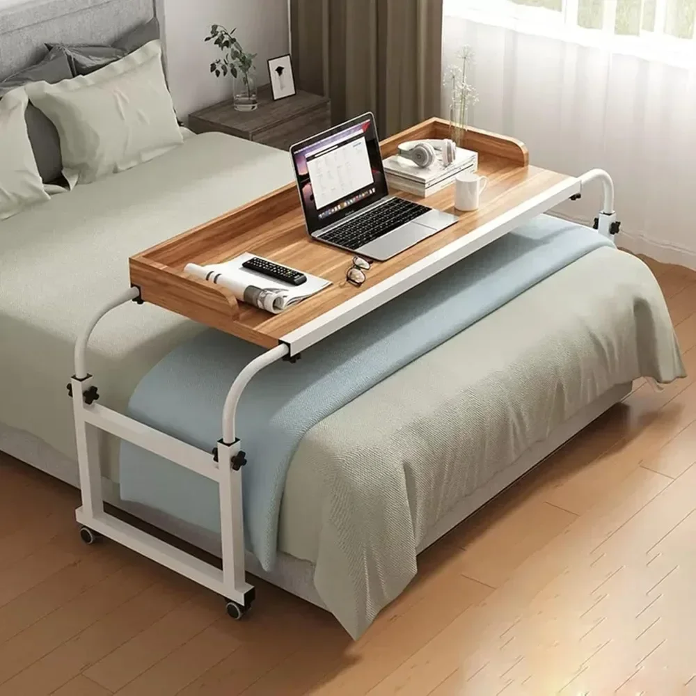 

Extendable Rolling Overbed Table, Height & Length Adjustable Bedside Laptop Table Mobile Computer Workstation for Home Office Us