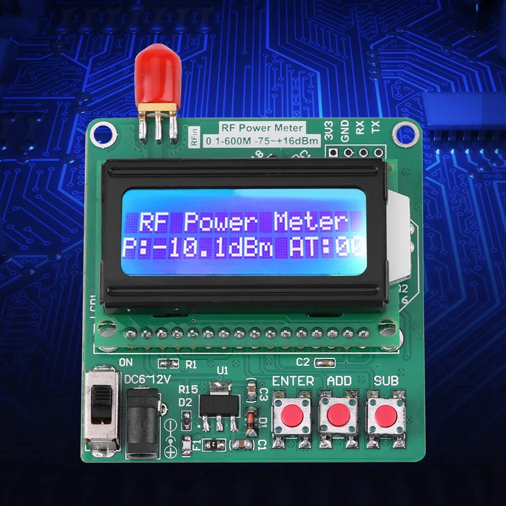 LCD RF Power Meter Digital LCD RF Power Meter Frequency Attenuation Meter -75~16 dBm 1-600MHz Radio Frequency Attenuation Value
