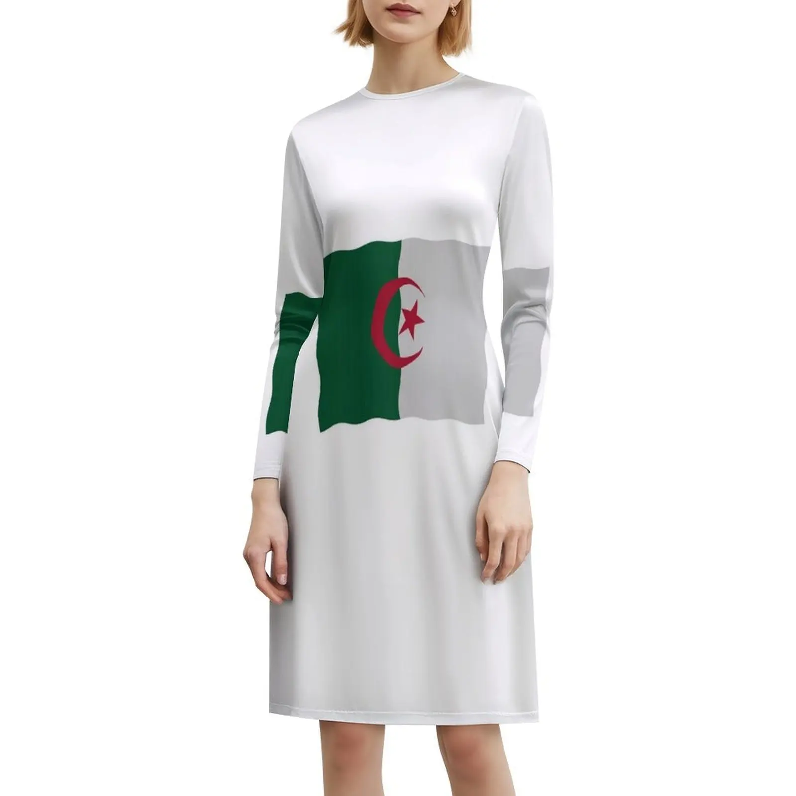 الجزائر العلم الأزهار سموك فستان للنساء الربيع الصيف فستان كاجوال للحزب الوطنية الأمة البلد مكان الأرض الإناث #6