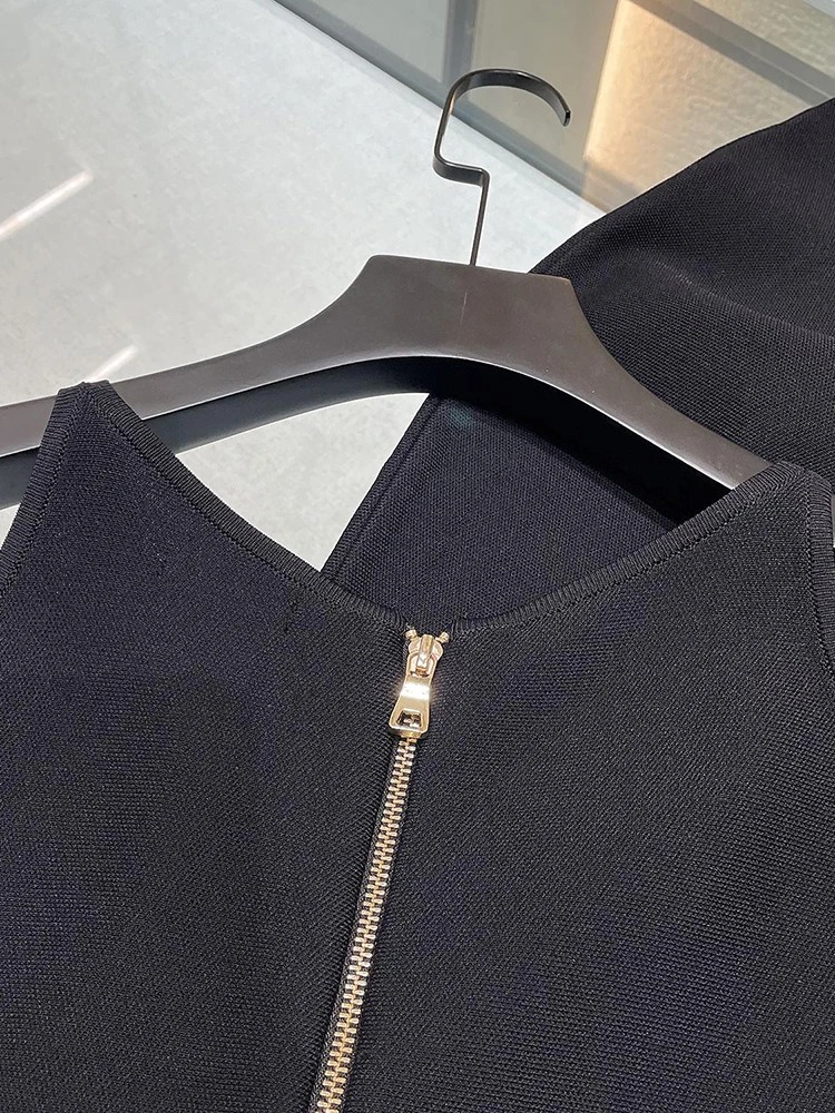 Hohe Taille gestrickt Bla Dr Hepburn Sle Sommer Damen Faion High-End-Kleidung Gürtel Wrap Dr A-Linie Silhouette