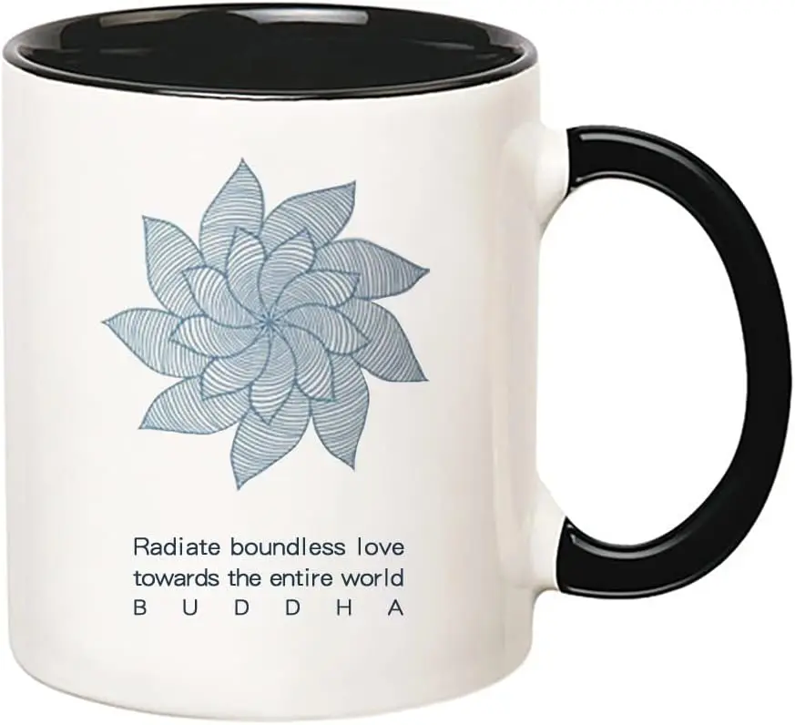 Radiate Boundless Love Towards The Entire World, Buddha Quote, Yoga Zen Mug, 11 Oz Novelty Coffee Mug/Cup