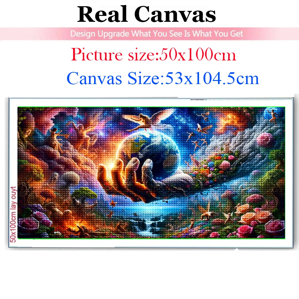 DIY 5D Diamond Painting Hand Holding Earth Magical Natural Tree Landscape New 2024 Full Mosaic Large Diamond Embroidery Sale