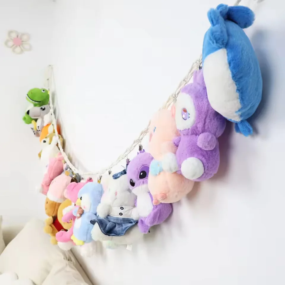 Boho Macrame Wall Hanging Storage Chain 1.5/2M Stuffed Animals Toy Display Organizer Hanging Holder For Playroom Kids Home Decor